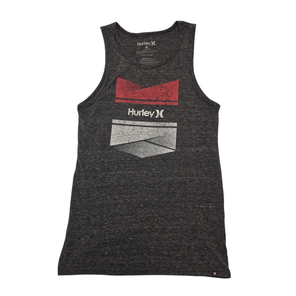 Hurley Men's Gray Graphic Tank Top‎ Size M Sleeveless Shirt Beachwear - workout